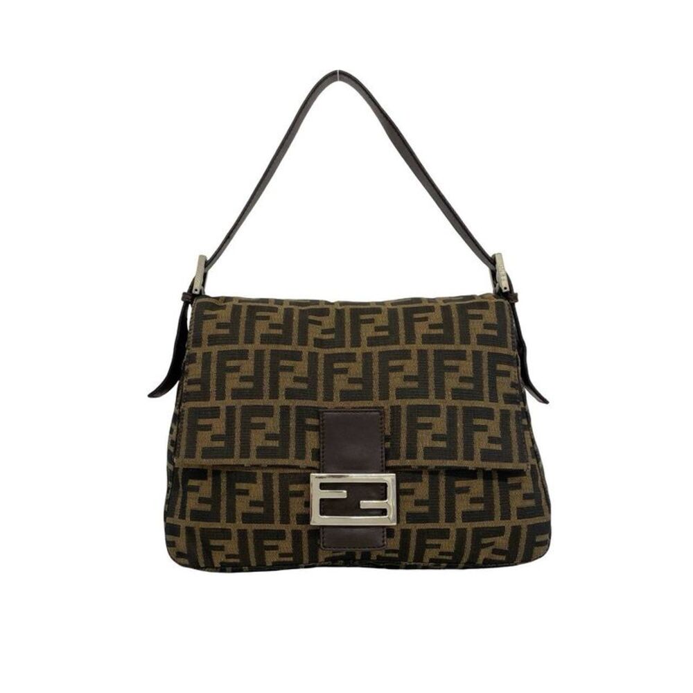Fendi Zucca Canvas Leather Shoulder Bag